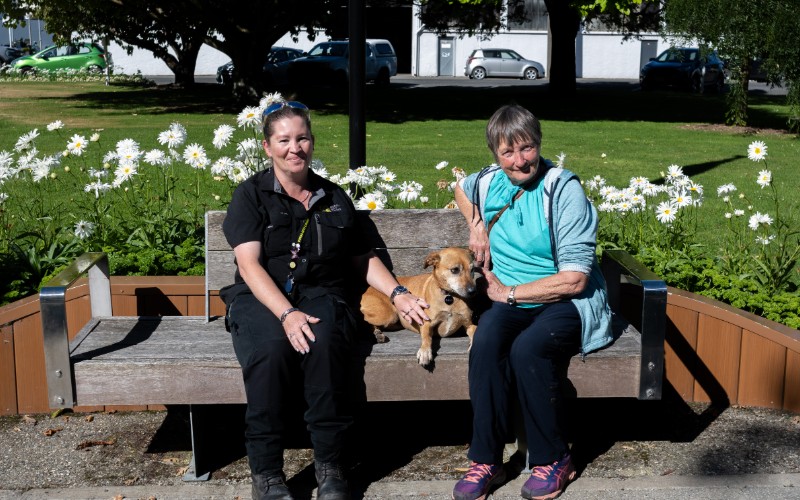 Kelly picture with her Owner Sally Anderson and Animal Control Officier Nadia Carelsen form the Gore District Council 